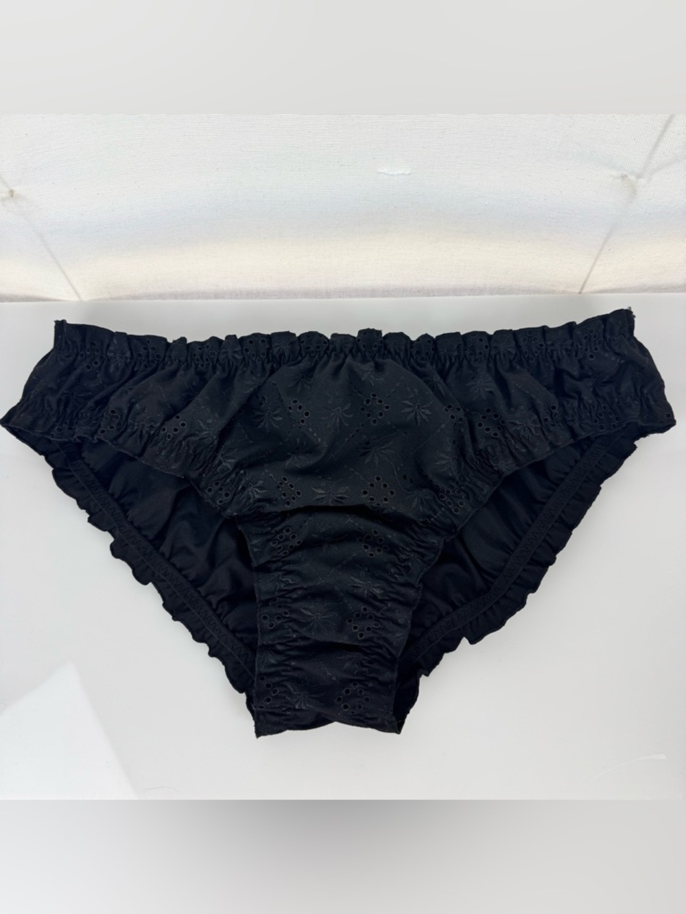 Paris Atelier & other stories SZ 8 women's bikini bottoms black ruffled eyelets